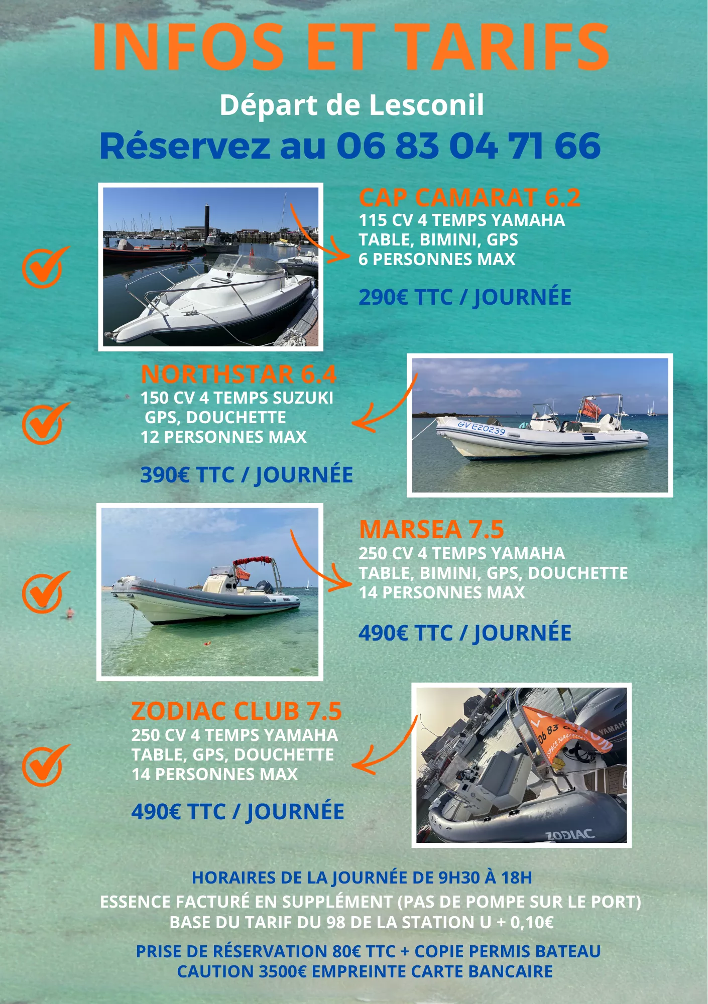 Tarifs et prestations Espace Nautique 29